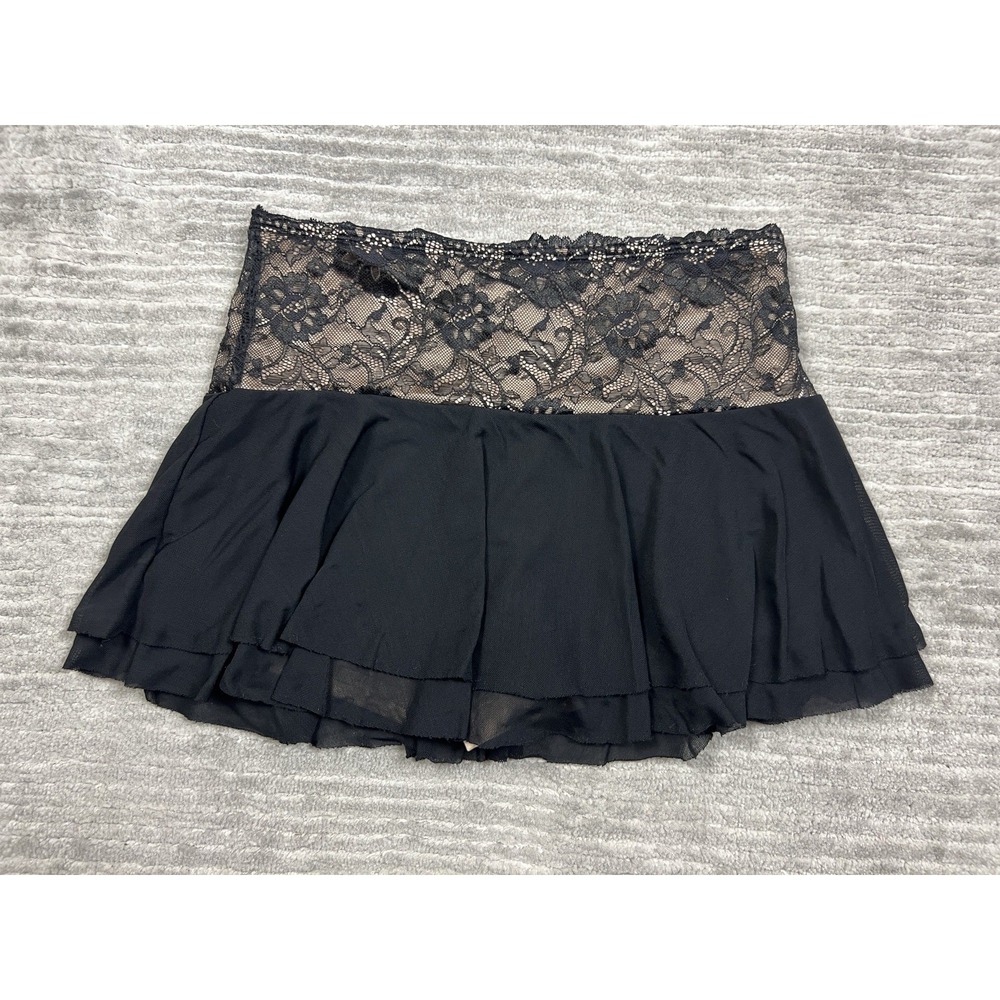 Shein Skirt Womens XS Black Mini Lined Lace Accent Polyamide Lace